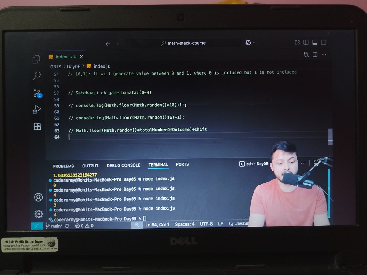 nikee_sahu41628's tweet image. Day 20 ✅
#Defence Batch"
Topics I explored today:
🔢 Numbers → integers, floats, conversions
📐 Math → round, floor, ceil, sqrt, pow
✨ Random – Math.random() vs secure crypto.getRandomValues()
#JavaScript #BuildInPublic #Code #Consistency #100DaysOfCode