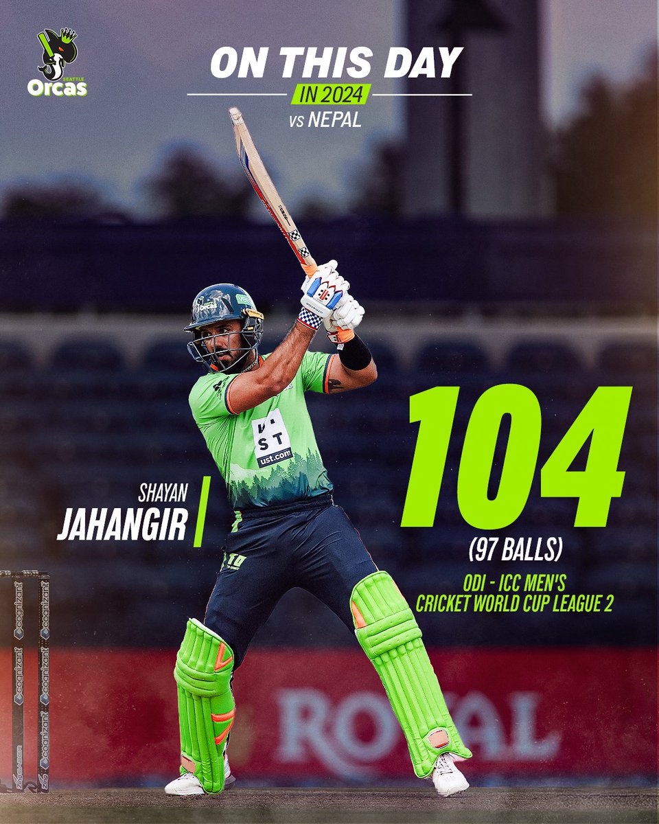 MLCSeattleOrcas's tweet image. Shayan scored a brilliant 💯, #OnThisDay, against Nepal in the #CWC League 2 😍
#SeattleOrcas #AmericasFavoriteCricketTeam #ShayanJahangir #USAvNEP