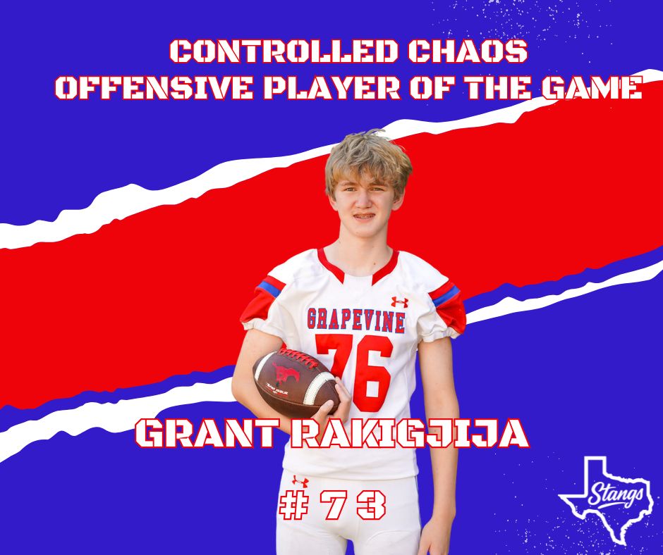 GHSMustangsFB's tweet photo. Freshmen Players of the Week for Week 8 vs The Colony!

Freshmen Blue Attack: Jackson Ware, Josiyah Ford
Freshmen Blue Controlled Chaos: Grant Rakigjija
Freshmen Blue Special Teams: Max Milakovich https://t.co/GeVj6rQhaT