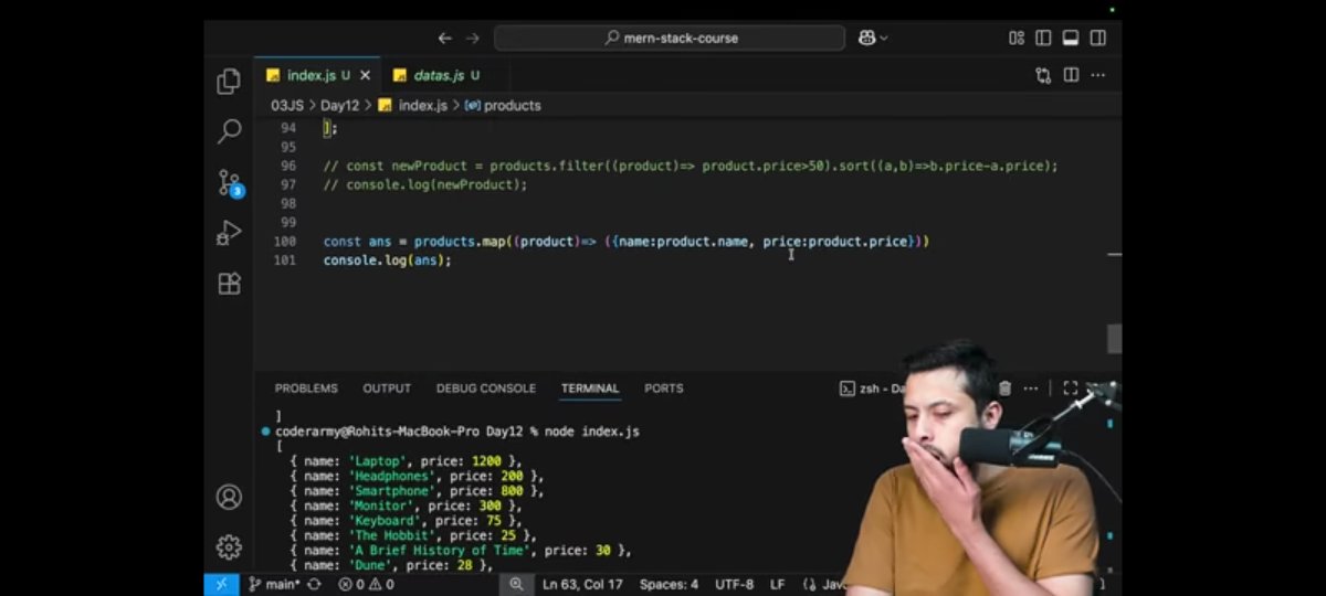 Pawan_5564's tweet image. Day 27 — Map, Filter, Reduce, Set &amp;amp; Map in Js

• .forEach() – iterate array
• .map() – transform each element
• .filter() – extract only what passes a test
• .reduce() – combine all into one value
• Set – unique values
• Map – key-value pairs

#JavaScript #DefenceChallenge