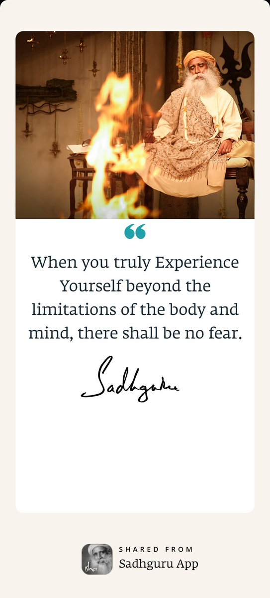 jaanukalluru's tweet photo. I liked this quote from Sadhguru and wanted to share it with you. Read more such insightful quotes on the Sadhguru App.

https://t.co/ANEL7M1qzy https://t.co/jgI59Mce6l