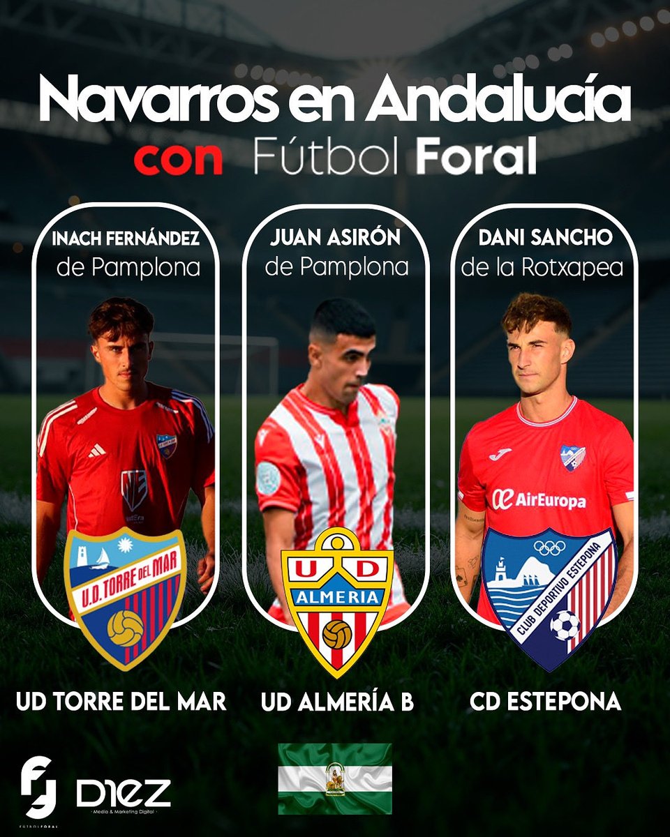 FutbolForal's tweet image. 𝗡𝗔𝗩𝗔𝗥𝗥𝗢𝗦 𝗗𝗘 𝗧𝗨𝗥𝗜𝗦𝗠𝗢 🇪🇸⚽️

Seguimos con la nueva sección. Hoy turno de jugadores que juegan en 𝗔𝗻𝗱𝗮𝗹𝘂𝗰𝗶́𝗮.
#FUTBOLFORAL ✅🔛

Inach Fernández | @udtorredelmar71 
Juan Asirón | @AcademiaUDA 
Dani Sancho | @CDEstepona