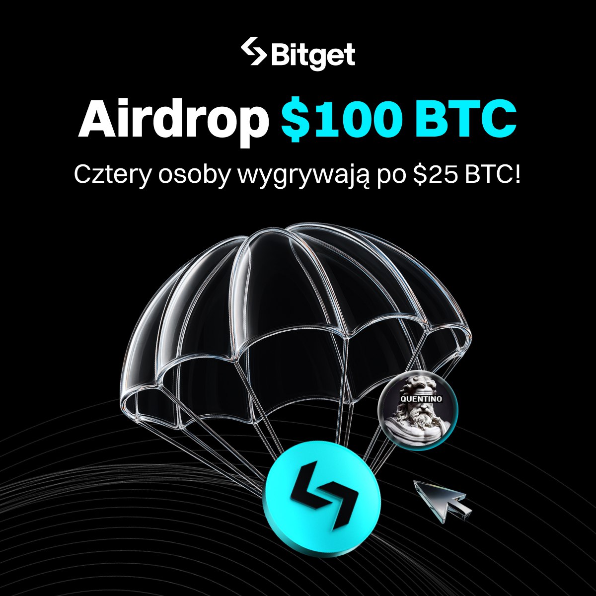 #AirDrop od <a href="/BitgetPL/">BitgetPL</a>   🪂   

We współpracy z giełdą #BitgetOnchain  pojawił się kolejny konkurs w którym do zgarnięcia jest:   

 4⃣ x 25$  w $BTC - czyli 100$  🤑💸

4 osoby wygrywają, które:

✅  Obserwują <a href="/Quentino_eth/">Quentino ⚡️</a>  oraz <a href="/BitgetPL/">BitgetPL</a> 
✅  Like + retweet posta
✅  Napiszą w
