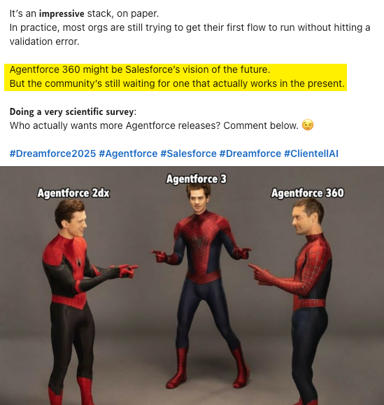 chriscranis's tweet image. Nailed it. 

#Agentforce #NowAssist #AgenticAI #dreamforce25 #Salesforce