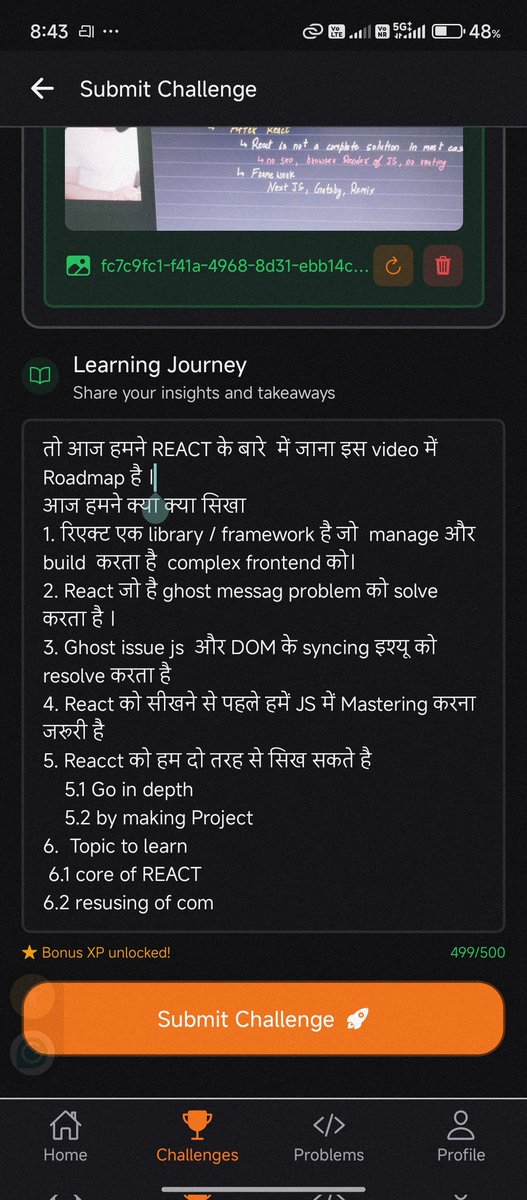 rajxcode's tweet image. #Day01 🥷🏽
Master ji Challenge Done ✅
@Hiteshdotcom ✊🏽
#35DayReactSpark #ChaiaurCode #Masterji
#frontenddevelopers