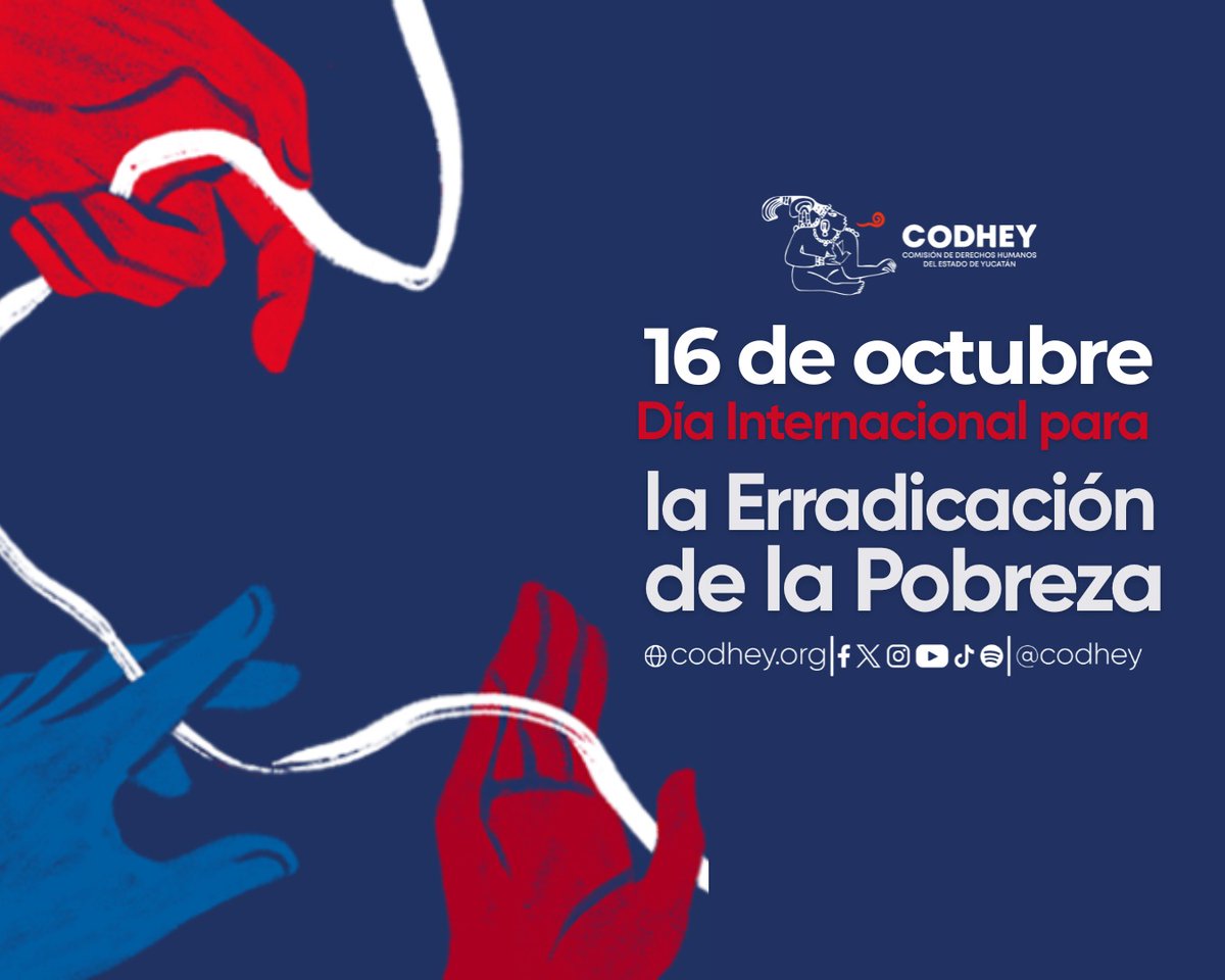 🕊️ Día Internacional para la Erradicación de la Pobreza
Este año ponemos al centro la importancia de garantizar el respeto y el apoyo adecuado a las familias.
En la CODHEY reafirmamos que la dignidad y los derechos humanos deben guiar toda acción contra la pobreza.