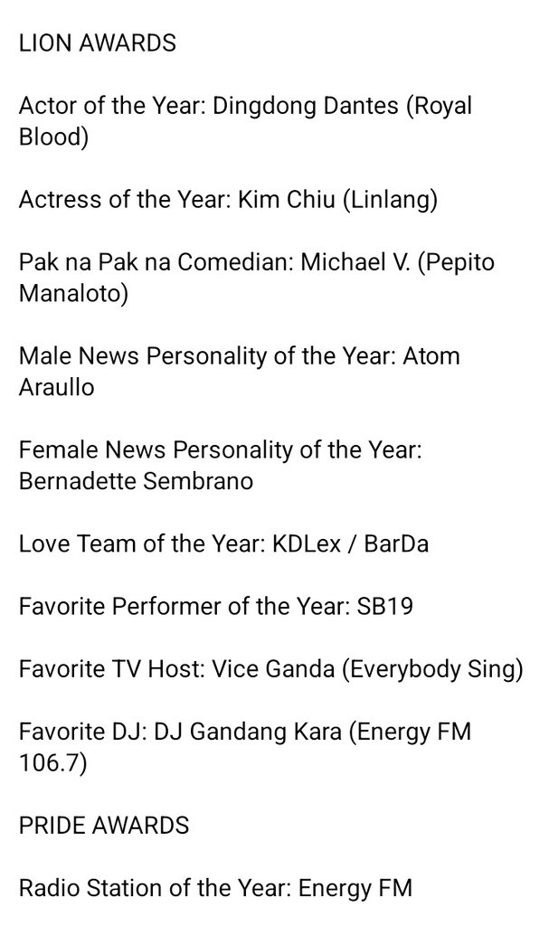 JerickVisperas's tweet photo. Congratulations Actress of the Year : Kim Chiu 
👏🎉♥️ https://t.co/DRttLkiydX