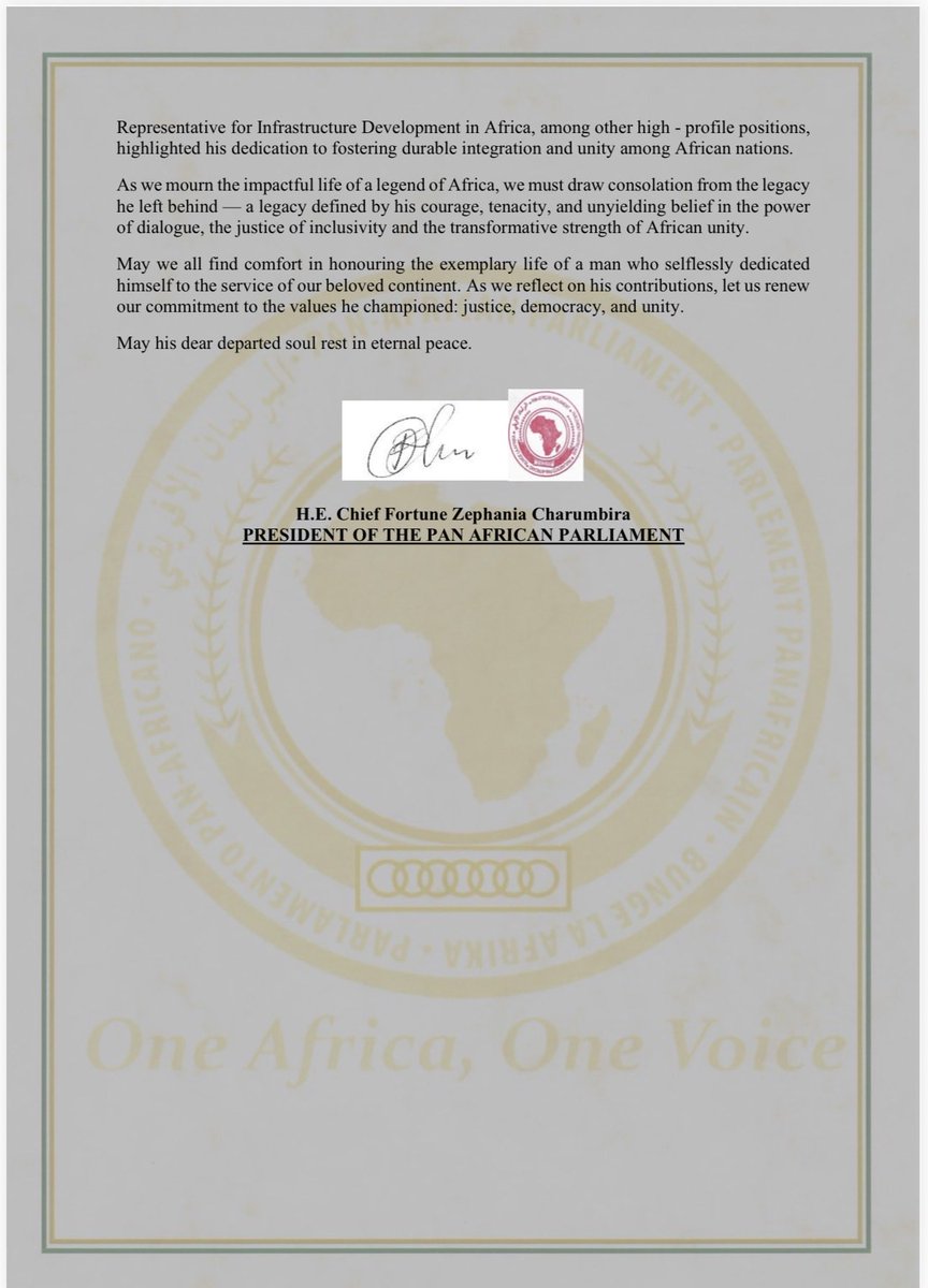 TheODMparty's tweet image. Message from the Pan African Parliament