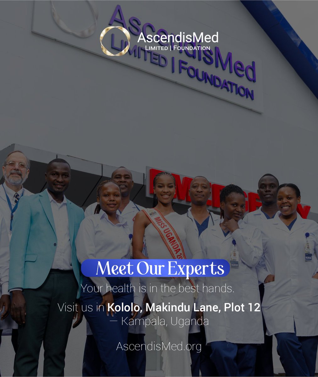 Your health is in the best hands. Meet our skilled team dedicated to your health.
Uganda Medical Center — Now open at Plot 12, Makindu Lane, Kololo, Kampala, Uganda.

#AscendisMedUG #LimitedFoundation #MedicalCenter #Uganda #Kampala