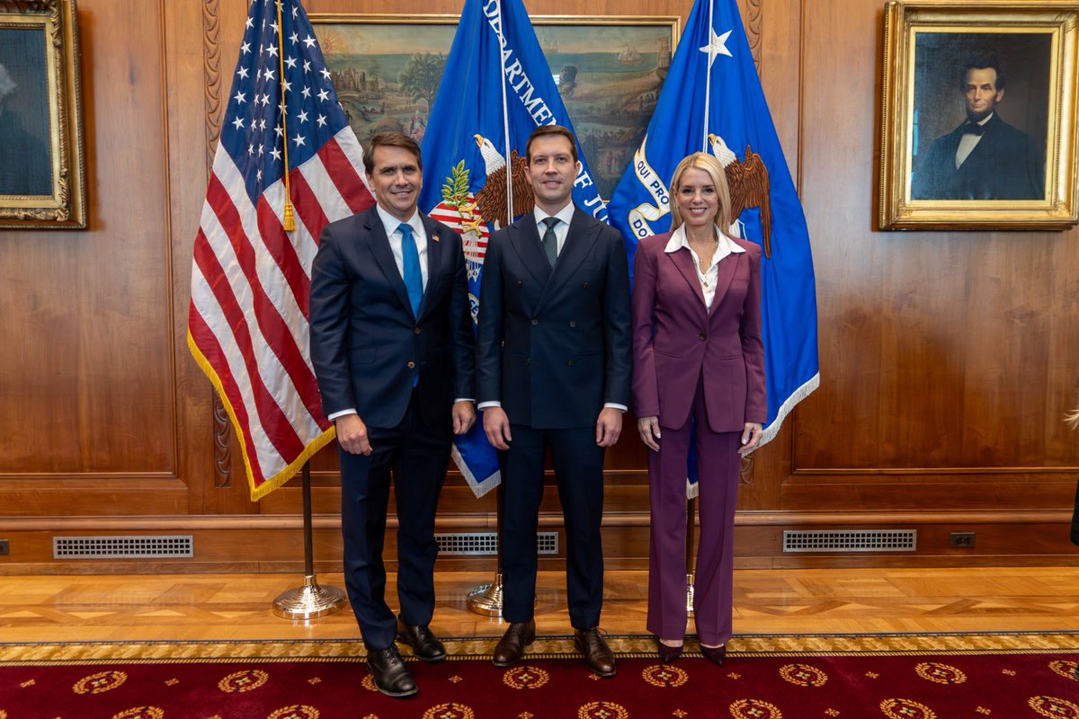 Attorney General Pamela Bondi (@agpambondi) on Twitter photo Yesterday, I was honored to swear Patrick Davis in as the Assistant Attorney General for Legislative Affairs.
Patrick brings extensive experience, including serving under the great <a href="/ChuckGrassley/">Chuck Grassley</a>, with him to the department. Welcome to DOJ! Yesterday, I was honored to swear Patrick Davis in as the Assistant Attorney General for Legislative Affairs.
Patrick brings extensive experience, including serving under the great <a href="/ChuckGrassley/">Chuck Grassley</a>, with him to the department. Welcome to DOJ!