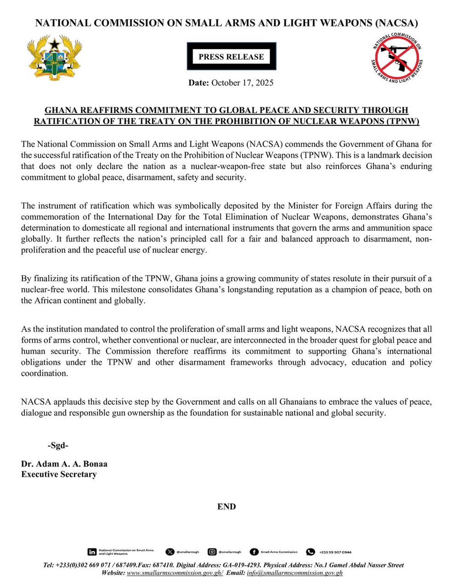 Small Arms Commission, Ghana tweet media