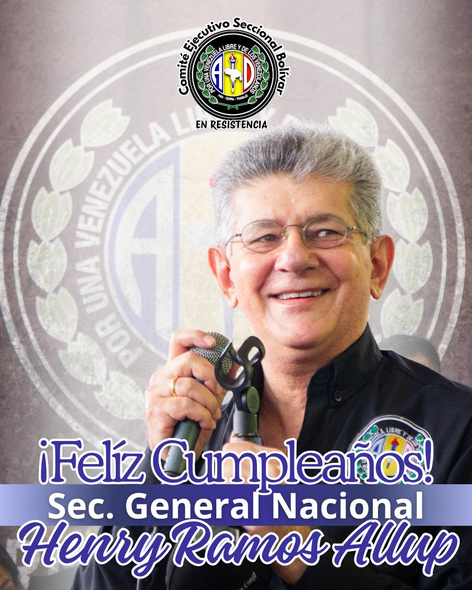 Celebramos con alegría el cumpleaños de nuestro Sec. General Nacional, <a href="/hramosallup/">Henry Ramos Allup</a>. Un líder que ha demostrado, una y otra vez, su firmeza, sapiencia y resistencia en la lucha por la democracia y la libertad en nuestro país.

¡Felíz cumpleaños compañero Henry!