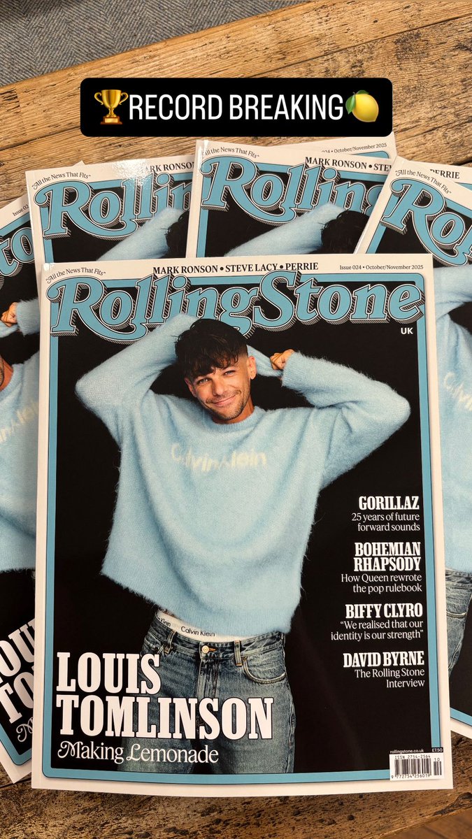 #Louies You've done it! 🥁

🍋You've made history - The #LouisTomlinson x Rolling Stone is now officially our fastest selling magazine EVER! 

⚠️We will sell out soon but it's been a hell of a ride!

Final Copies here: tinyurl.com/yc5cm46b