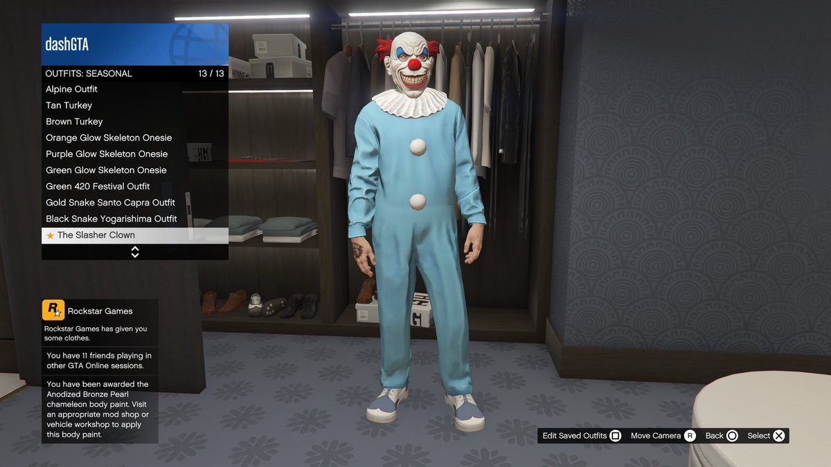 dash_GTA's tweet photo. Undead collection received. Only the clown suit was new. #GTAOnline https://t.co/9DNkk3ZYKs