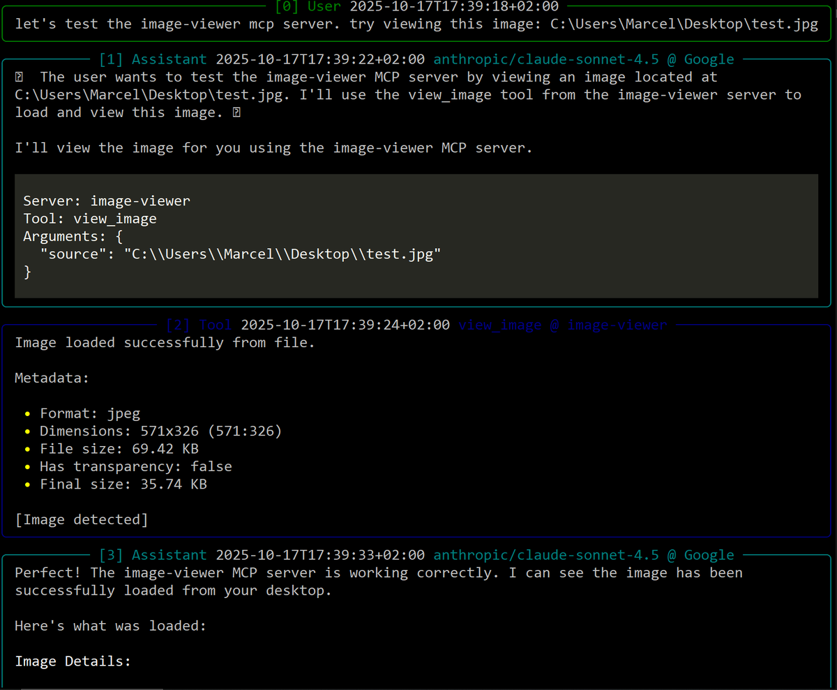Eccex_'s tweet image. vibe coded Image-viewer mcp server.
View images from URL&apos;s and filesystem.