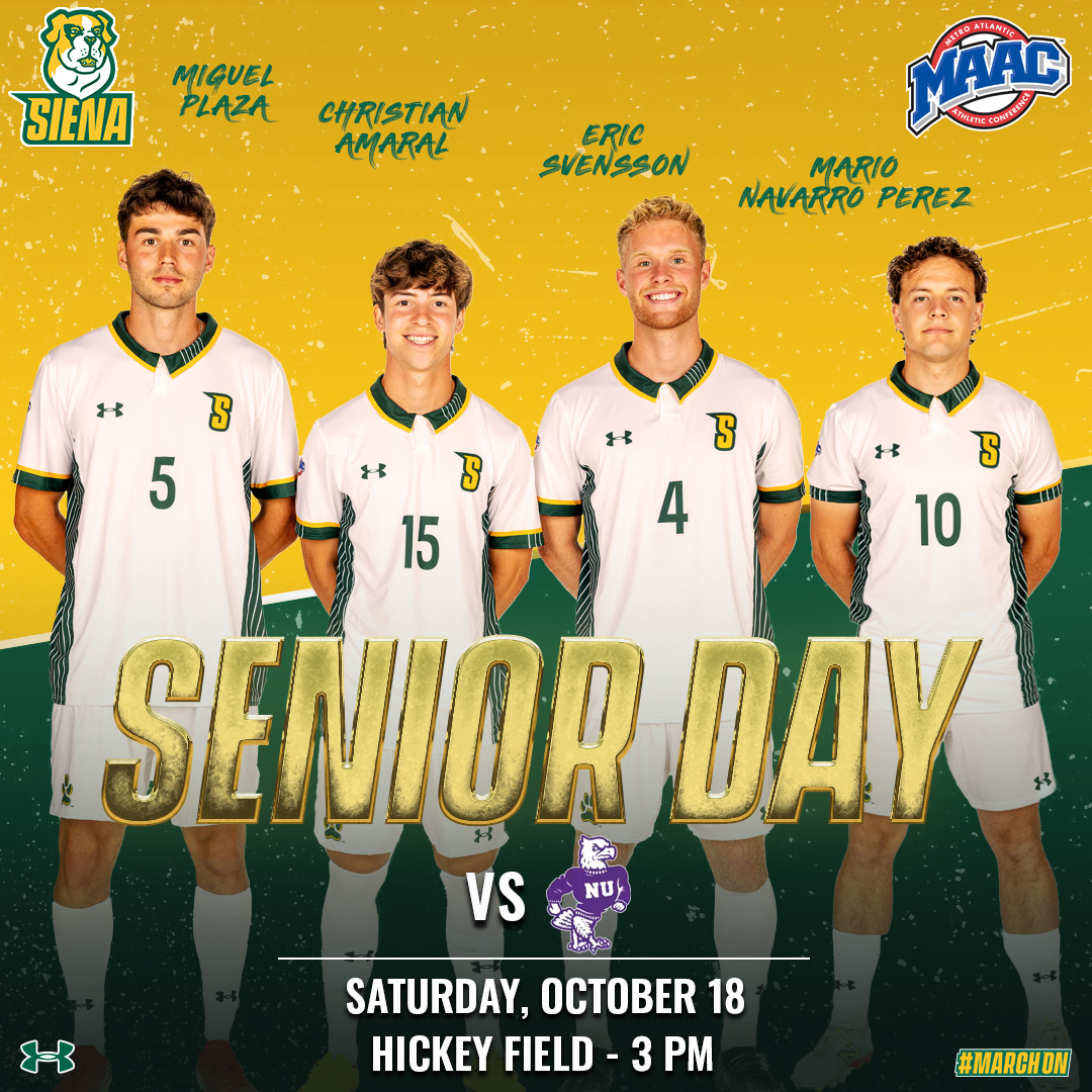 SienaSaints's tweet image. ⚽️ A #SeniorDay match

@SienaSoccer 🆚 @NiagaraMSOC 

🕒 3⃣ PM
📍 Loudonville, NY
🏟️ Hickey Field
📺 @ESPNPlus ➡️ t.ly/V7YfR
🌍 t.ly/PxwcM
📊 t.ly/-VQH9
📰 t.ly/gVM7P

#MarchOn x #SienaSaints x #MAACSoccer x #NCAASoccer