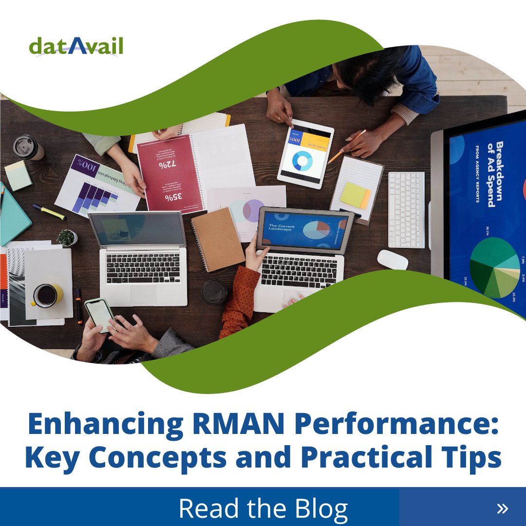 datavail's tweet image. RMAN is vital for #OracleDatabase backup & recovery—but tuning it is key. Learn strategies to boost #RMAN speed, reliability & scalability through parallelism, configuration, & proactive maintenance. Read now: datavail.com/blog/enhancing…
#OracleRMAN #OracleDBA #DatabasePerformance