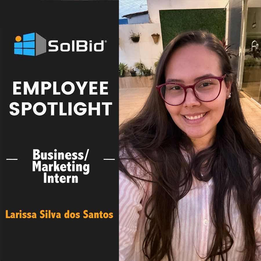At SolBid, our team consists of hard-working individuals, each with their own unique story. Today, we're delighted to shine a spotlight on Larissa Silva dos Santos, one of our talented summer Business Development and Marketing Interns.

Check them out here: