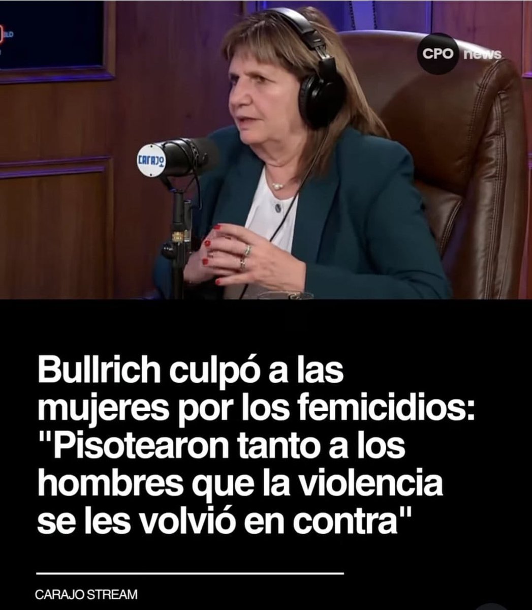 No, <a href="/PatoBullrich/">Patricia Bullrich</a>. El feminismo no mata. El machismo sí.

-Mata que personas con responsabilidades como la tuya, salgan a justificar los femicidios.
-Decir que el “feminismo extremo” genera violencia es negar la historia, banalizar el dolor y buscar silenciar a las mujeres que