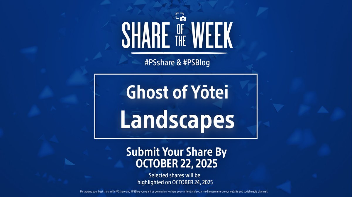 PlayStation's tweet image. Next week, we admire the breathtaking beauty of Ezo. Sharing landscapes from your journey across Ghost of Yōtei using #PSshare #PSBlog for a chance to be featured.