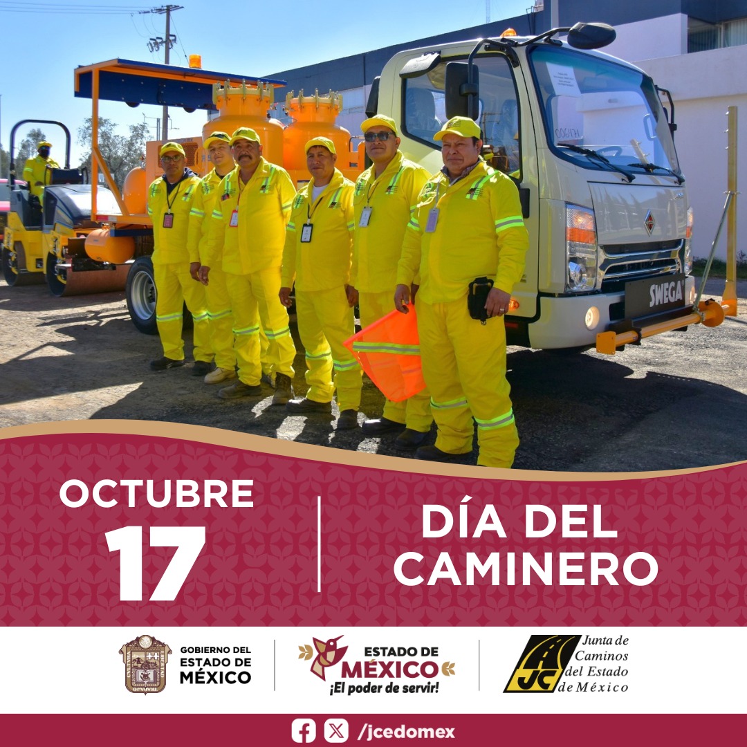 jcedomex's tweet image. 🚧👷♂️ Hoy celebramos el Día del Caminero 💛
Gracias a quienes con su trabajo mantienen conectadas las rutas del #EdoMéx.
¡Su esfuerzo mueve al estado! 🙌
#DíaDelCaminero #ElPoderDeServir #CienAñosDeCamineros