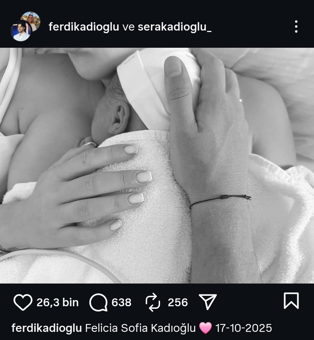 TekYolFener's tweet photo. Ferdi Kadıoğlu bugün kız babası oldu..

Ferdi &amp; Sera çifti bebeklerinin ismini Felicia Sofia koydu. https://t.co/owrlKdoxn1