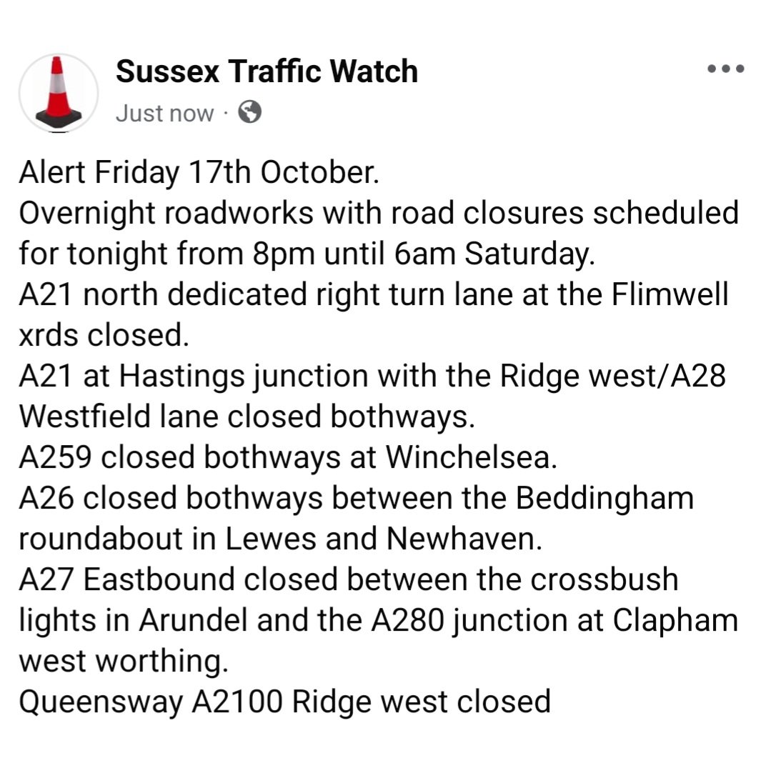 Sussex Traffic Watch tweet media