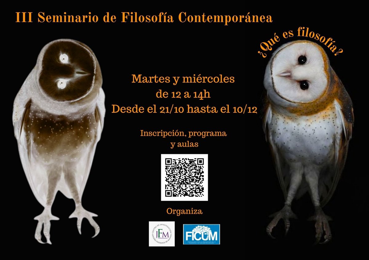 ¡Volvemos! Y de la mejor manera que sabemos hacerlo, con un seminario donde nos preguntaremos ¿qué es filosofía? El plantel de autores es amplio y nuestros ponentes conseguirán despertar nuestra curiosidad. 

Podéis inscribiros en el siguiente enlace: docs.google.com/forms/d/e/1FAI…
