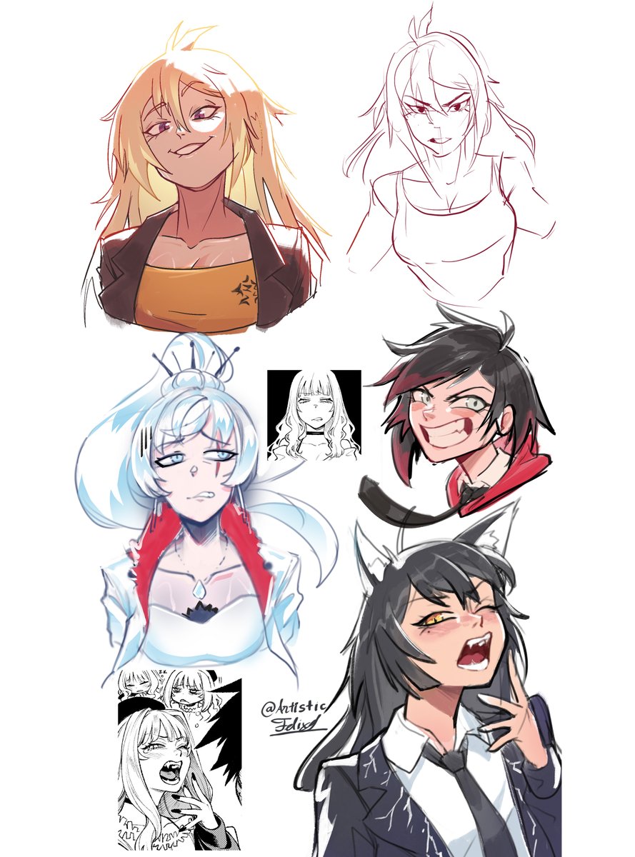 I think that I forgot to post the rest of the expressions studies here. Should I open Expression comms? 👀

#rwby #commissionsopen
