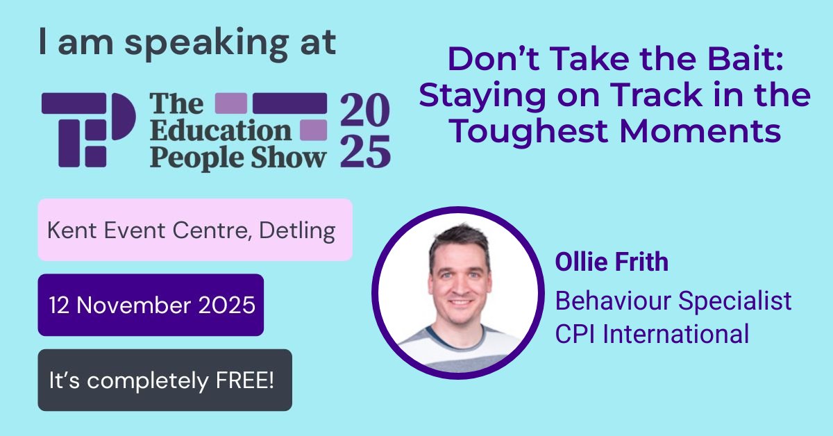 CPI is heading to Kent and Yorkshire! 🚐

We’ll be at both Education People Shows this term, with Ollie Frith speaking on behaviour, wellbeing and creating safer school environments.

📍 Stop by to hear Ollie’s sessions &amp; chat with the CPI team about supporting your school.