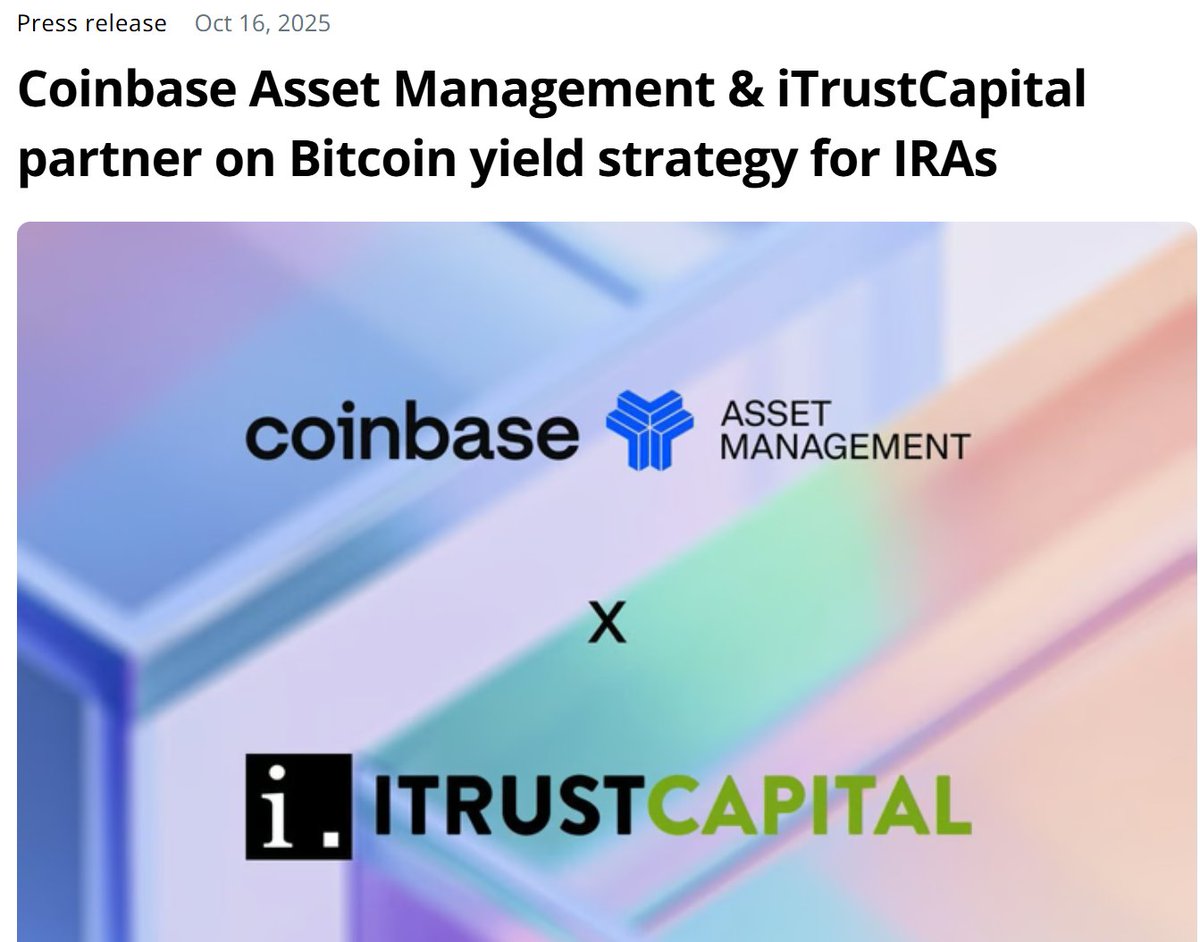 🚨Two Big Announcements 1) $XDC added to #iTrustCapital 👀(I see in my  dashboard) 2) #Coinbase Asset Management & iTrustCapital partner on #Bitcoin  $BTC yield strategy for IRAs 