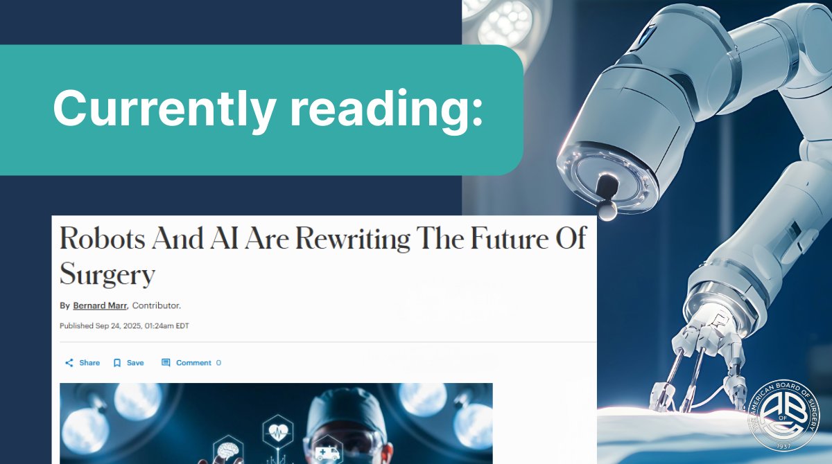 AmBdSurg's tweet image. The convergence of #AI &amp;amp; #surgicalrobotics has the potential to make surgery more accessible, reduce geographic disparities in care quality, &amp;amp; address surgeon shortages - ow.ly/bInR50XcKy8