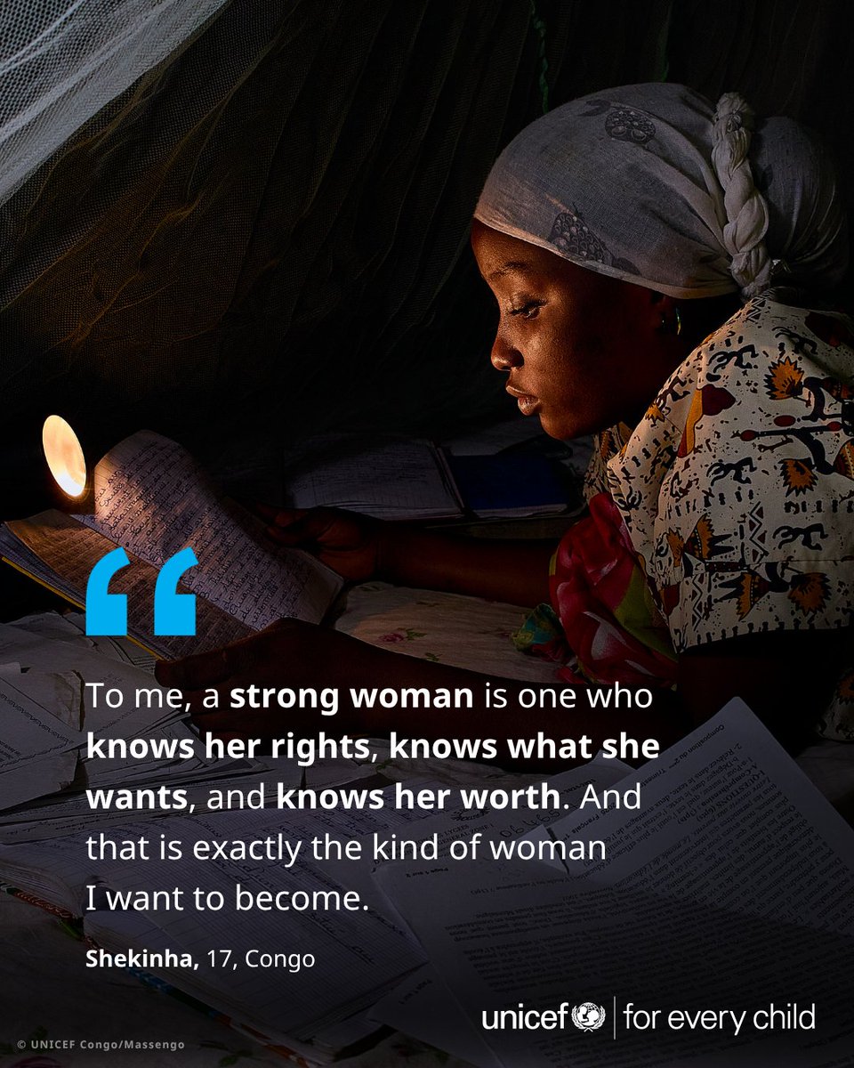 UNICEF's tweet image. Adolescent girls from across West and Central Africa are driving positive change in their communities.
This is their message of strength, hope and determination. #GirlGoals