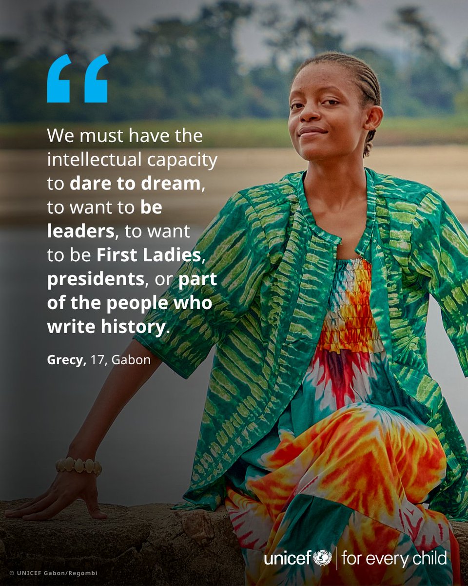 UNICEF's tweet image. Adolescent girls from across West and Central Africa are driving positive change in their communities.
This is their message of strength, hope and determination. #GirlGoals