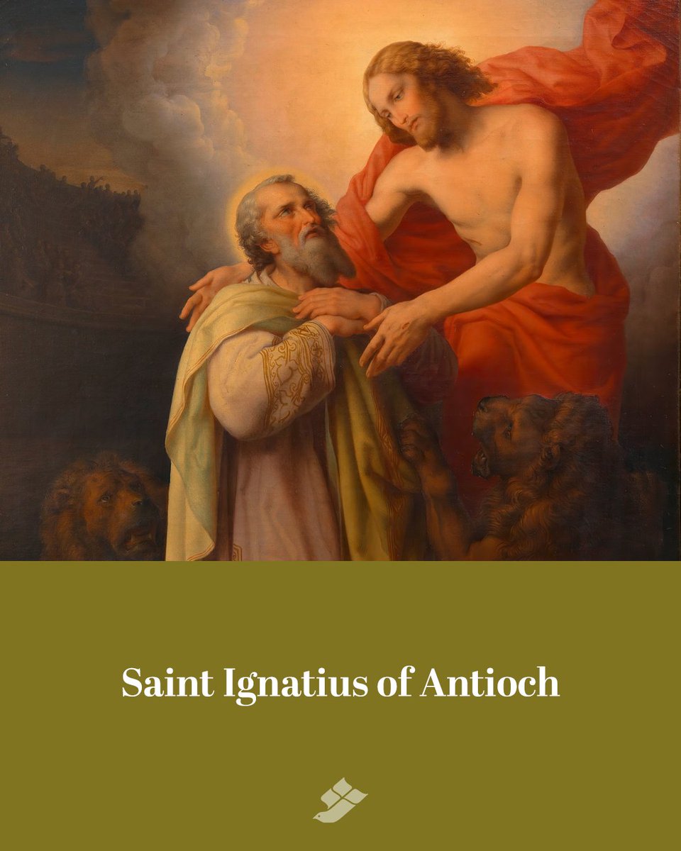 St. Ignatius of Antioch was an early second century bishop and martyr known for the letters he wrote while traveling to his death, encouraging the faithful not to prevent his martyrdom in Rome. St. Ignatius of Antioch, pray for us!