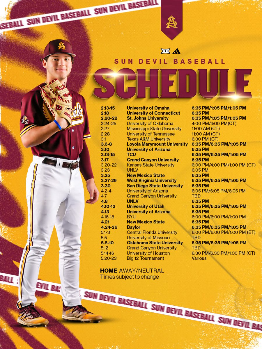 SunAngelNIL's tweet photo. The 2026 Schedule is here ๐
Which matchup are you most excited to see?
#SunDevilBaseball #ASUBaseball #ASU https://t.co/iGLxN0zJ9L