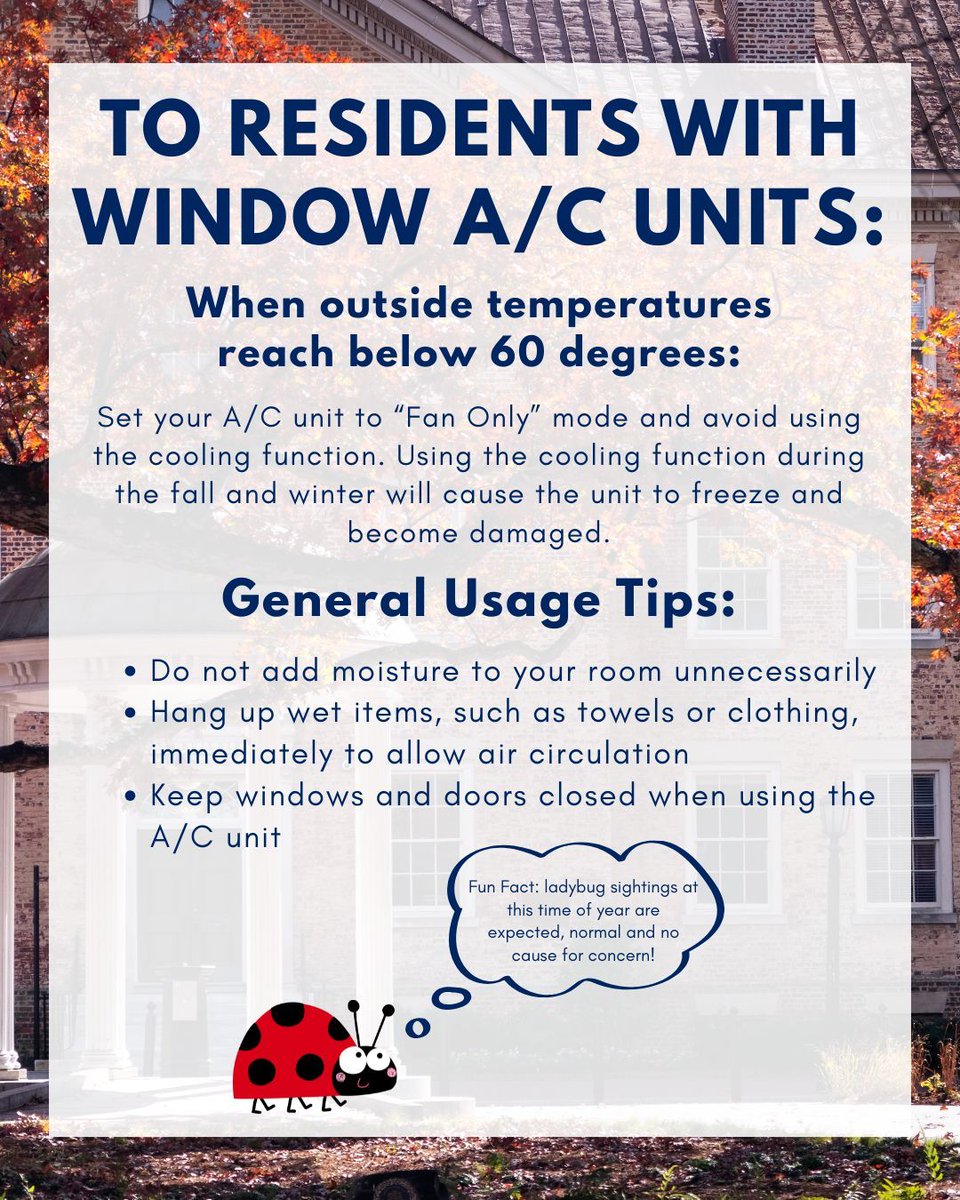 We hope you're enjoying your Fall Break, Tar Heels! As temperatures begin to drop, here are some helpful reminders.