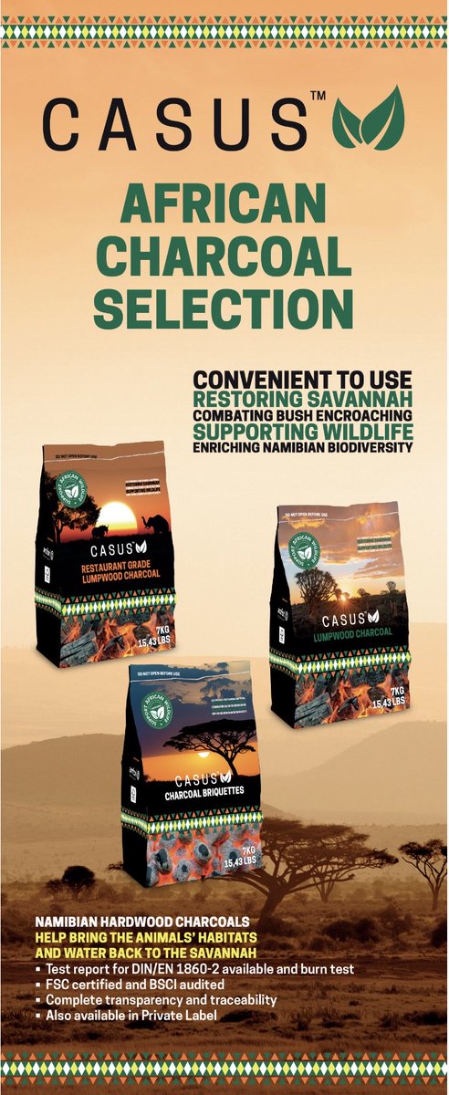 CASUS™ African Charcoal and briquettes – you help the animals to get their habitat back and a better life 🐘🦒🦓🐅🦏

CASUS™ African Charcoal Selection consist of 4 different types which all are harvested responsibly, clear traceability, FSC certified. 

#supportafricanwildlife