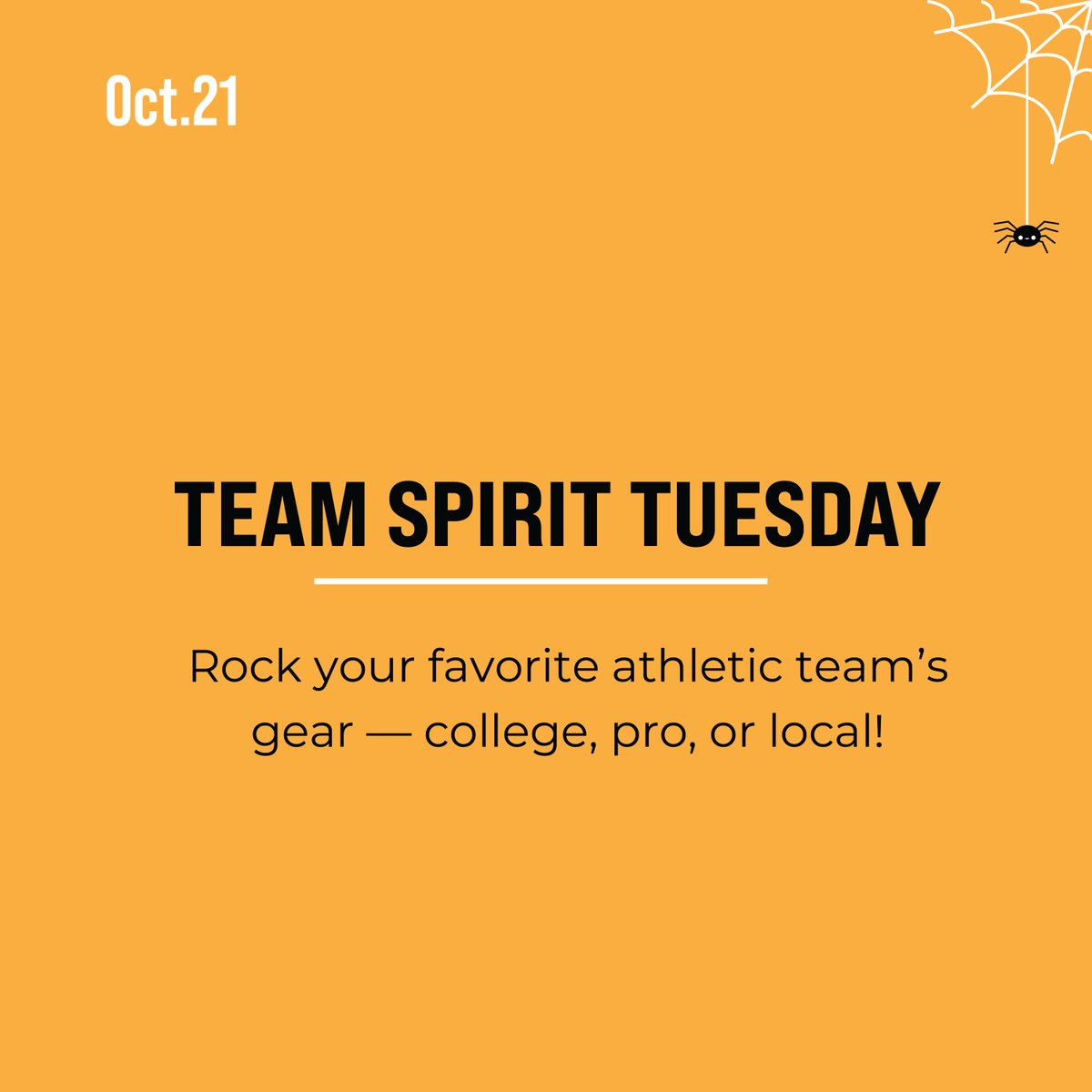 TempleCollege's tweet photo. It's time for Spirit Week! This year we have some fun things planned in the week leading up to the Ruth Bridges Fall Fest. Each day the Circle of Support will be giving out prizes for the best costume so snap a pic and send them to their Facebook page @Temple_College_Alumni_and_Friends_Association or email templecollege.alumni@templecollege.edu. I hear they've got some cool stuff this year so don't forget to send in your submission!

The themes for each day are:
Oct. 20- "Spots Up" Leopard Pride Day: Strut your stuff in classic leopard spots or your best Temple College gear!

Oct. 21- Team Spirit Tuesday: Rep your favorite athletic team's gear! We're talking jerseys, t-shirts, hats, foam hands, whatever shows the world that you're cheering for your #1!

Oct. 22- "Blackout Tailgate" Game Day: Rock your favorite Temple College gear as we cheer on our Lady Leopards Volleyball Team! The game will start at 6:00pm and will be at the Kirby Johnson Court. Come a bit earlier and there will be a tailgate with free hot dogs and nachos (while supplies last)! 

Oct. 23- Fiction or Fact Costume Day: Dress up as your favorite fictional or real-life character. From superstars to superheroes, we wanna see your amazing outfits!

Oct. 25- Ruth Bridges Fall Fest: Our annual fall celebration with games, candy, and more for people of all ages! We look forward to seeing everyone!

We look forward to seeing everyone's creativity and school spirit!

#TempleCollege #YourCommunitysCollege #SpiritWeek #RuthBridgesFallFest #TempleCollegeAlumniAssociation #TempleCollegeCircleofSupport