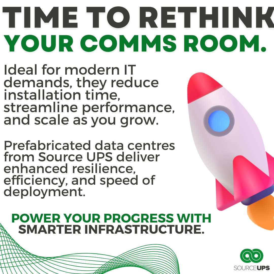SourceUPSLtd's tweet image. Rethink your comms room ⚙️
 Faster installation. Smarter performance. Scalable infrastructure.
 That’s the power of Source UPS prefabricated data centres.
🚀 sourceups.co.uk
#DataCentre #SourceUPS #ITInfrastructure #Innovation