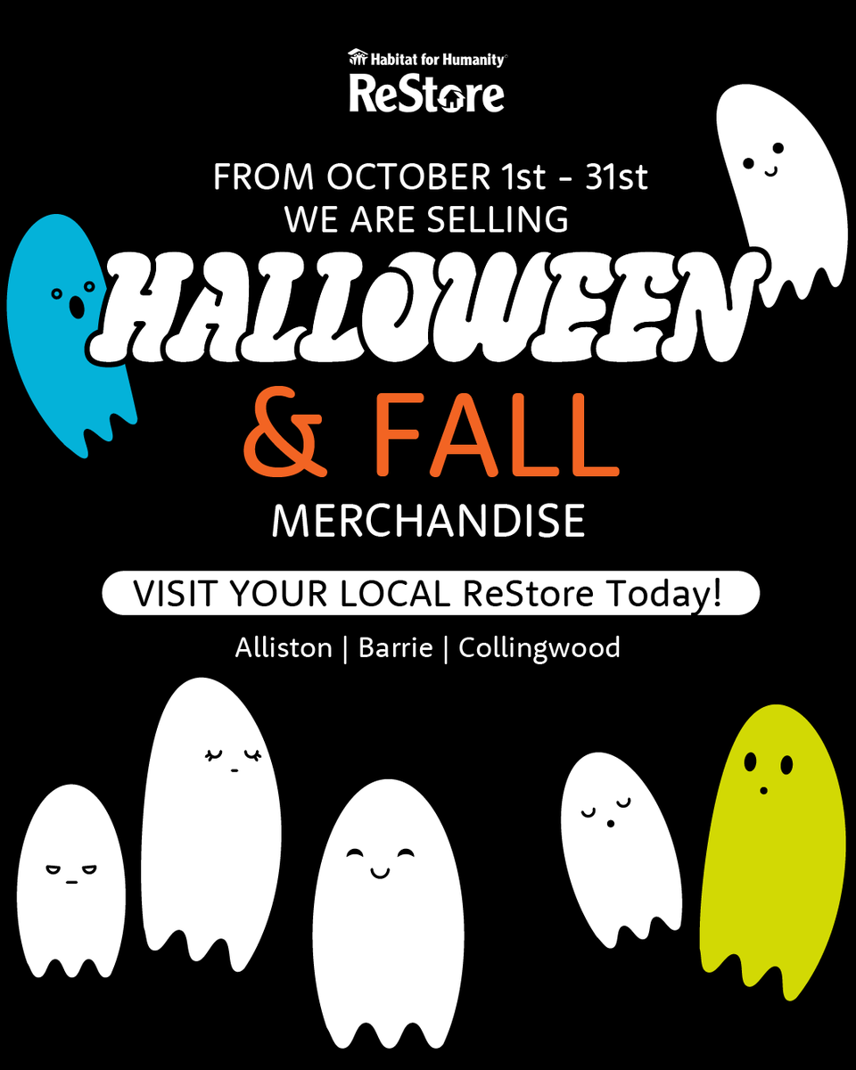 HabitatHuronia's tweet photo. 🎃 Until Oct 31st, shop Halloween & Fall décor at Habitat ReStores in Alliston, Barrie & Collingwood! Every purchase supports affordable housing. 🍂
#HabitatHuronia #ReStoreFinds https://t.co/kWQz1hNxpU