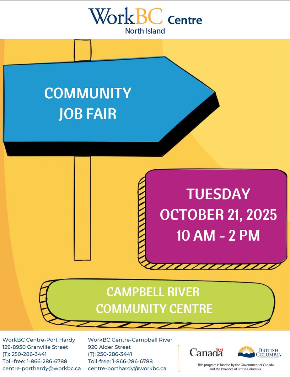 Visit Vancouver Island Mental Health Society (VIMHS) staff at the Community Job Fair and speak with us about #employment and #career opportunities!
Tuesday October 21st from 10 a.m. to 2 p.m.
Campbell River Community Centre, 401 11 Ave, #CampbellRiver