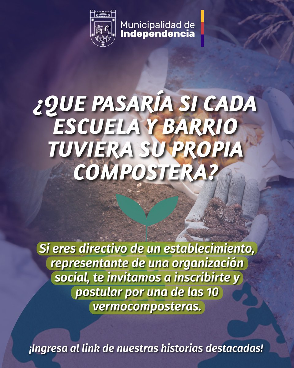 🌱En Independencia seguimos impulsando la educación ambiental.
Escuelas, jardines y organizaciones sociales pueden postular para implementar una vermicompostera en sus establecimientos, con capacitación y acompañamiento técnico incluido.

Postula aquí 👉 docs.google.com/forms/d/e/1FAI…
