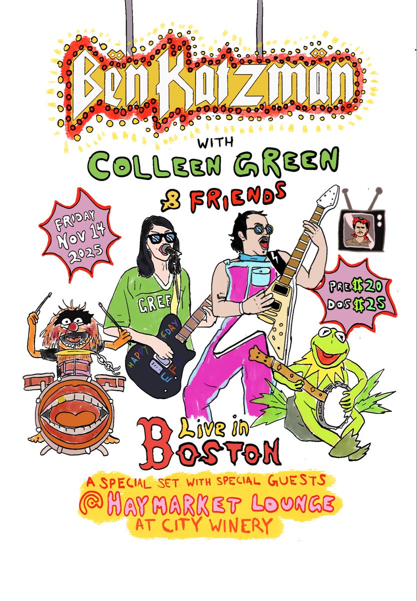 BKdegreaser69's tweet photo. BOSTON! Announcin an extra special evening November 14th!
Colleen Green and I are teaming up 4 a rippin show where i’ll be playing special songs with special guests featuring @chromeoverbrass (American Nightmare, Piebald, etc) on drums n more!
#benkatzman #colleengreen #boston https://t.co/muPX8lnnlx