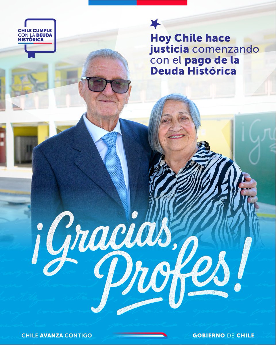 📚 Después de cuatro décadas, cumplimos con los profesoras y profesores. Hoy comienza el pago de la solución a la Deuda Histórica a 15.560 docentes, primer paso de la ley que beneficiará a más de 57 mil personas. Un acto de justicia para quienes tanto entregaron a Chile.