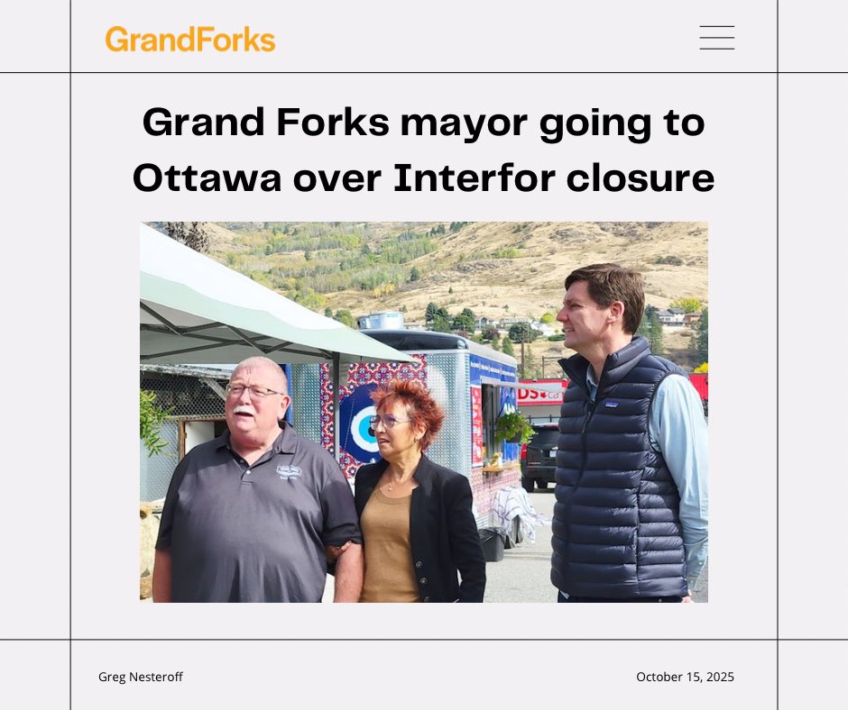 rparmar_BC's tweet photo. Mayor Baker of Grand Forks is flying himself to Ottawa alongside Interfor, to help get the message across:

Softwood lumber must be a priority of the federal government. Communities all across BC depend on forestry. If mills go down, the community follows.

#ForestryBC #bcpoli https://t.co/RyXSxK90oI