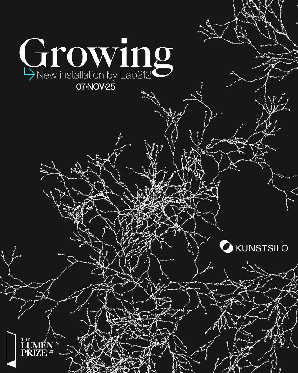 The Lumen Prize (@lumenprize) on Twitter photo 3 Weeks to Go
In just under three weeks, @Kunstsilo's outer building will be transformed by @Lab212’s site-specific installation 'Growing'. The work will transform both the building’s facade and The Silo Hall into a responsive ecosystem - animated by live environmental data and 3 Weeks to Go
In just under three weeks, @Kunstsilo's outer building will be transformed by @Lab212’s site-specific installation 'Growing'. The work will transform both the building’s facade and The Silo Hall into a responsive ecosystem - animated by live environmental data and