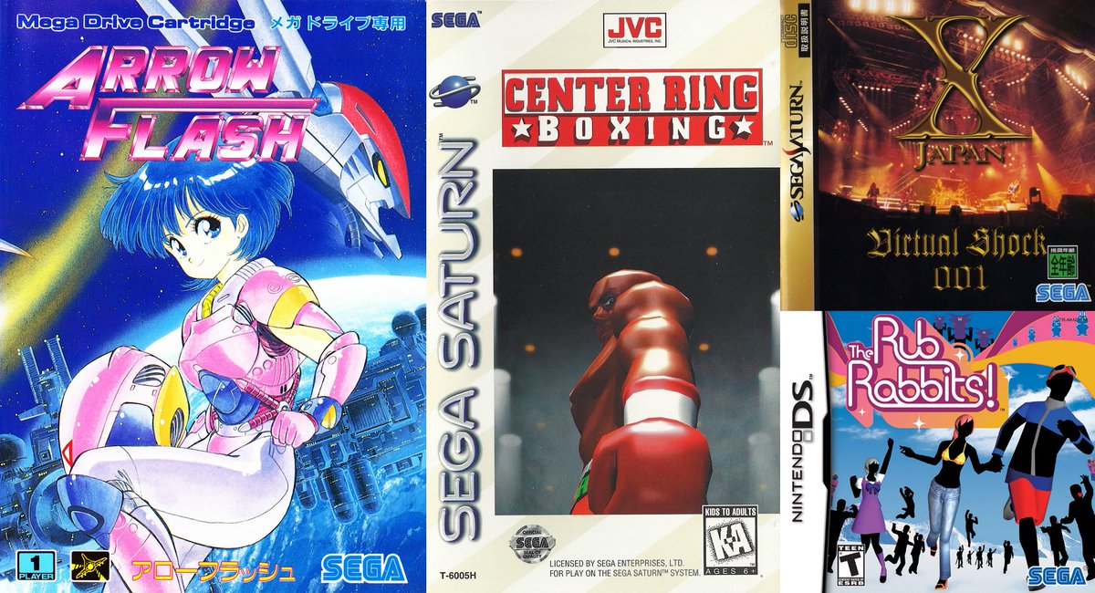 segaretrobr's tweet photo. Hoje, 20/10, é aniversário de 35 anos de Arrow Flash (Mega Drive, 1990), 30 anos de Center Ring Boxing e X Japan Virtual Shock 001 (Sega Saturn, 1995) e 20 anos de The Rub Rabbits! (DS, 2005)!
#arrowflash #centerringboxing #therubrabbits #megadrive #segasaturn #sega #retro https://t.co/dKpEnYcrvO