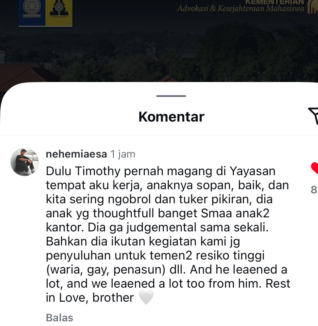 Sedih bnget pokoknya apalagi setelah baca pengalaman2 timothy yg ini, rest in love timothy🥹🤍
