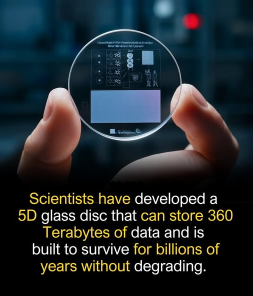 Researchers have created a 5D glass disc capable of storing an astounding 360 terabytes of data — roughly 100,000 times the capacity of a standard DVD — while surviving for billions of years under extreme conditions. 

The disc uses ultrafast laser writing to create